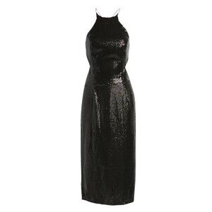 NWT Bardot Dress Open Back Sequin Midi Black Slip Dress Size 6 Slinky Sexy New
